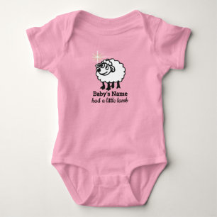 White Lamb-Baby's Name-had a little lamb Baby Bodysuit