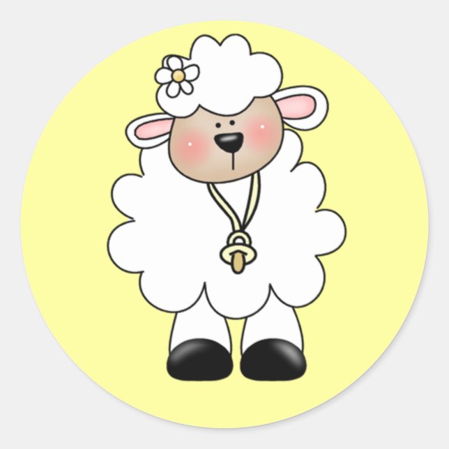 White Lamb Tshirts and Gifts Classic Round Sticker (Front)