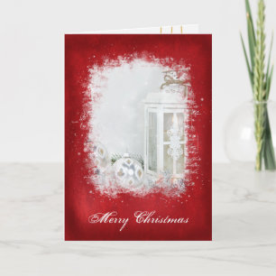 White Lantern Candle with Ornament Card