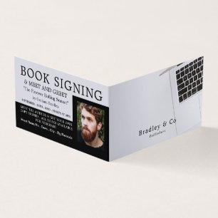White Laptop, Publisher, Writer Book Signing Business Card