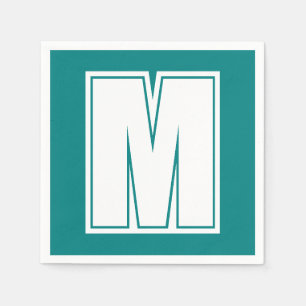 White Large Modern Monogram   Emerald Green Napkin