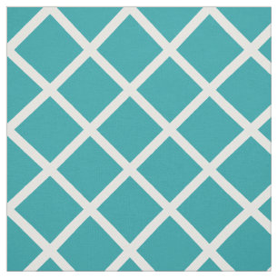 White Lattice on Pure Turquoise Fabric