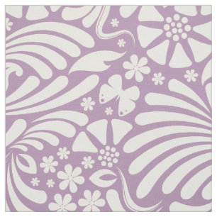 White & Lavender Floral Baroque Pattern Fabric