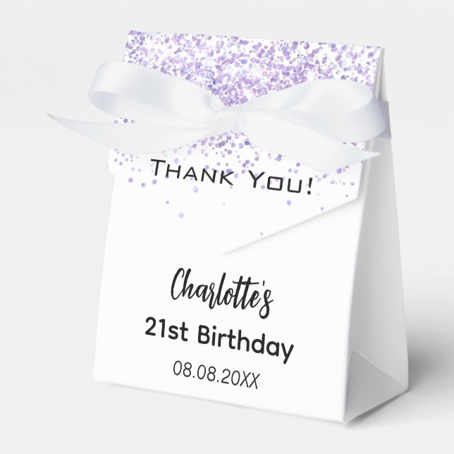White lavender name thank you  favor box (Front Side)