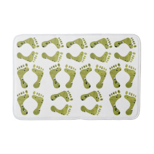 White Lawn Bowls Footprints Med Memory Bathmat