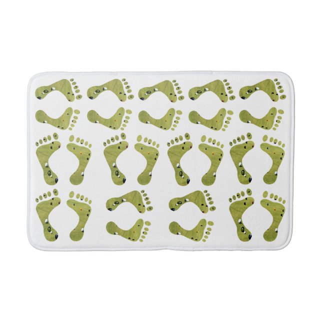 White Lawn Bowls Footprints Med Memory Bathmat (Front)