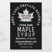 White Leaf Pure Maple Syrup Circular Logo 2" x 3" 