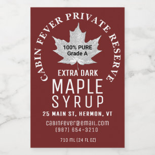 White Leaf Pure Maple Syrup Circular Logo 2" x 3" Wine Label
