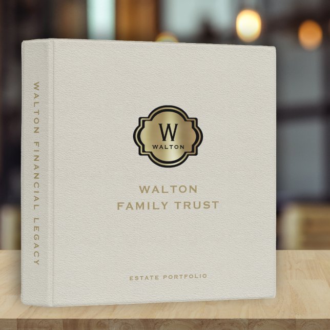 White Leather Gold Monogram Family Trust Keepsake Binder (Creator Uploaded)