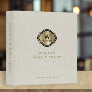 White Leather Gold Monogram Family Trust Keepsake Binder
