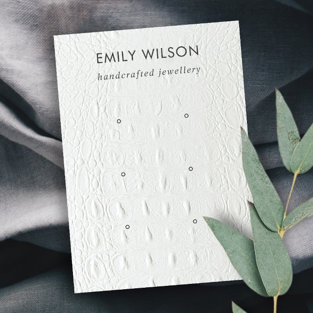 WHITE LEATHER TEXTURE 3 STUD EARRING DISPLAY BUSINESS CARD (Creator Uploaded)