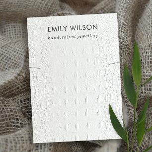WHITE LEATHER TEXTURE NECKLACE BRACELET DISPLAY BUSINESS CARD