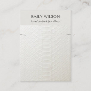 WHITE LEATHER TEXTURE NECKLACE BRACELET DISPLAY BUSINESS CARD