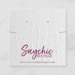 WHITE LEATHER TEXTURE NECKLACE ERING DISPLAY SQUARE BUSINESS CARD