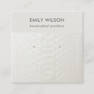 WHITE LEATHER TEXTURE STUD EARRING DISPLAY CARD