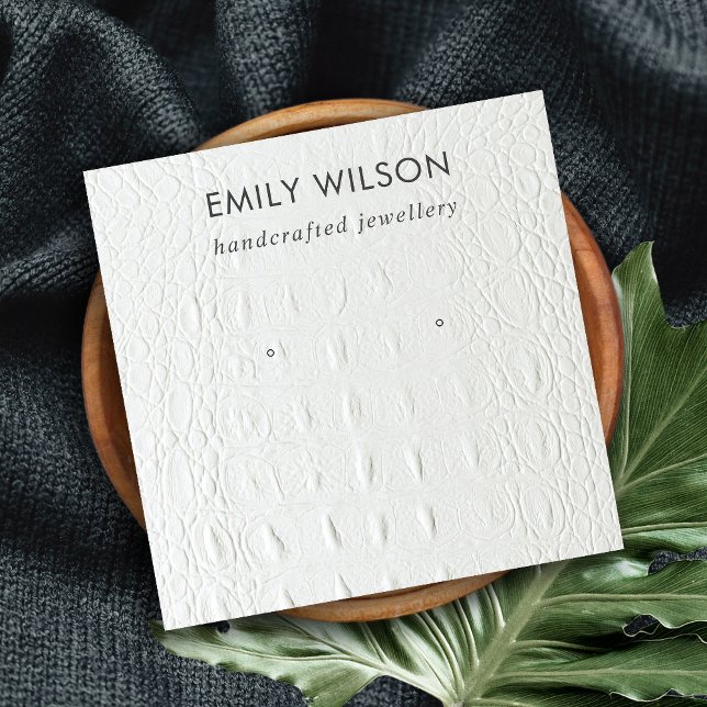 WHITE LEATHER TEXTURE STUD EARRING DISPLAY CARD (Creator Uploaded)