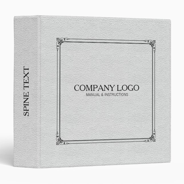White Leather With Gold Frame Accent Binder (Front/Spine)