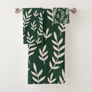 White leaves bath towel set