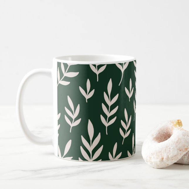 White leaves  coffee mug (With Donut)