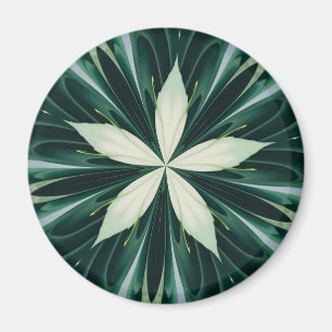 White Leaves In A Green Forest Kaleidoscope Magnet