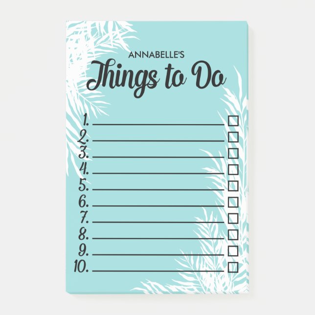 White Leaves Numbered Checkbox To Do List Post-it Notes (Front)