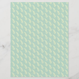 White Leaves on Blue Textured Paper Sheet