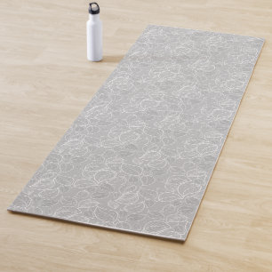 White Leaves on Silver Grey Yoga Mat
