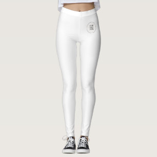 White Leggings Add Your Name Text Upload Logo