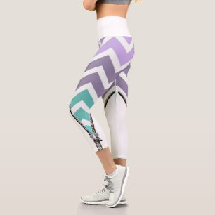 White Leggings Capri with Zigzag