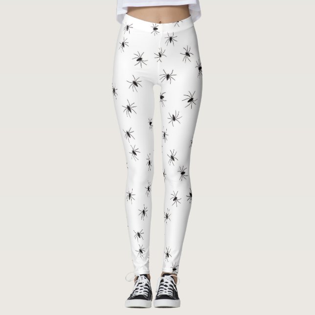 White leggings filled with black spiders (Front)