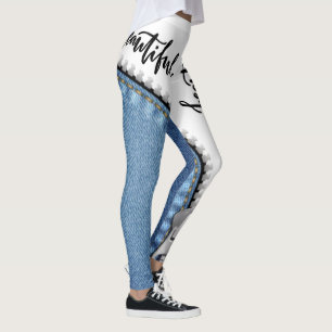 white leggings in blue jeans