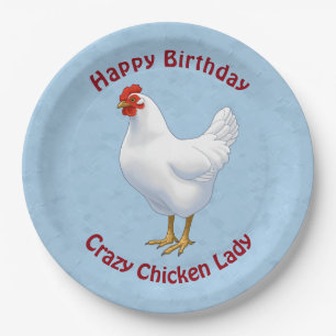 White Leghorn Chicken Hen Paper Plate
