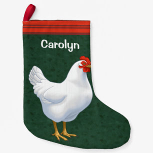 White Leghorn Chicken Hen Small Christmas Stocking