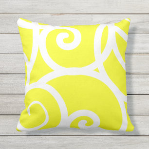 white + Lemon yellow outdoor or indoor abstract Pillow