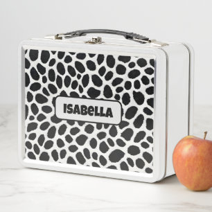 White Leopard Elegant Trendy Luxury Collection Metal Lunch Box