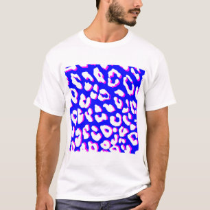 White Leopard Print Blue Pink T-Shirt