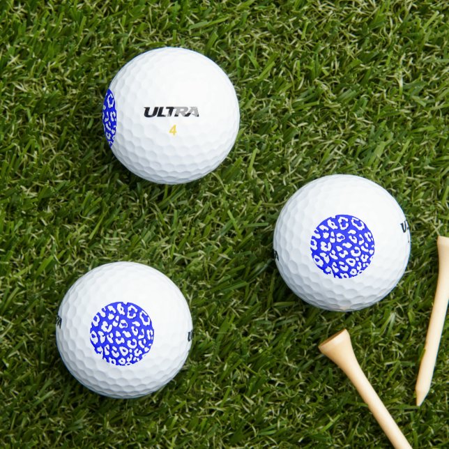 White Leopard Print Dark Blue Golf Balls (Insitu Grass)