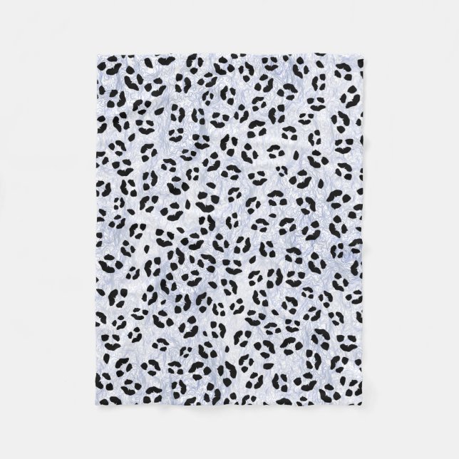 White Leopard Print Fleece Blanket (Front)