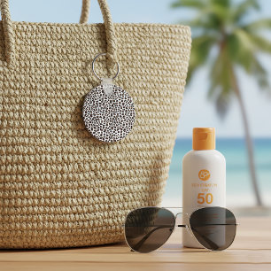 White Leopard Print Keychain