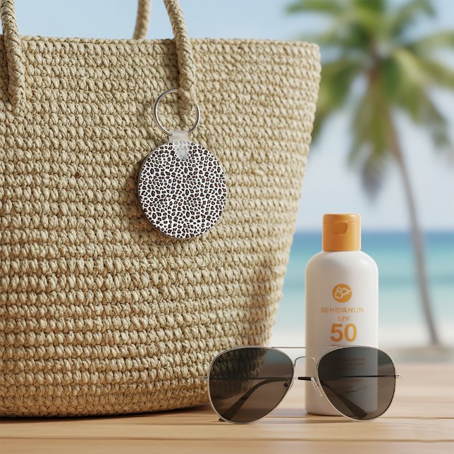 White Leopard Print  Keychain (White Leopard Print Keychain)