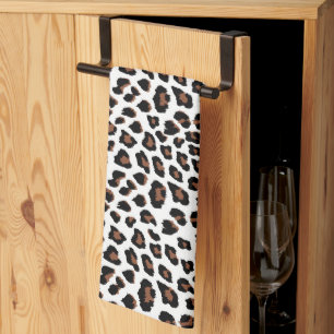 White Leopard Print Kitchen Towel