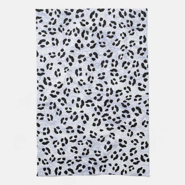 White Leopard Print Kitchen Towel (Vertical)