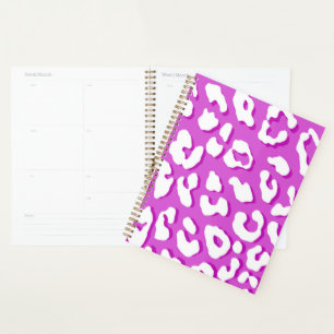 White Leopard Print Lavender  Planner
