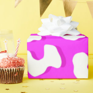White Leopard Print Pink Wrapping Paper