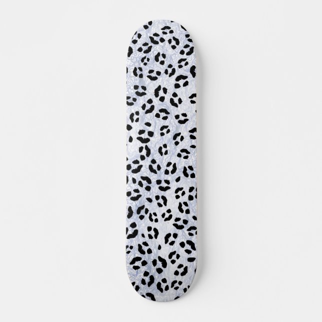 White Leopard Print Skateboard (Front)