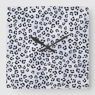White Leopard Print Square Wall Clock