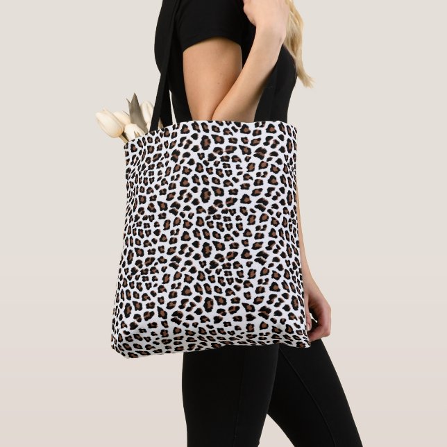 White Leopard Print  Tote Bag (Close Up)