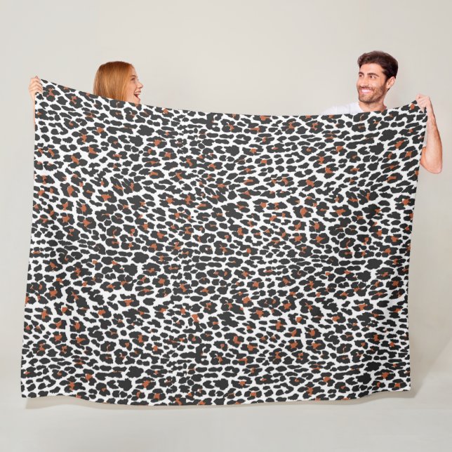 White Leopard Skin Print Fleece Blanket (In Situ)