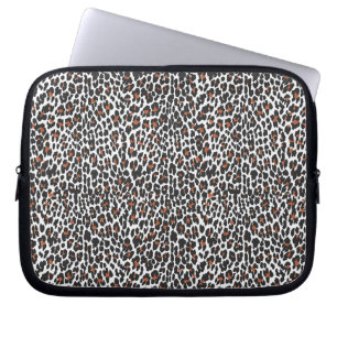 White Leopard Skin Print Laptop Sleeve