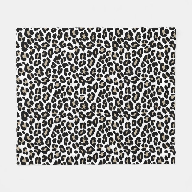 White Leopard Skin Wild Cat Animal Print Pattern Fleece Blanket (Front (Horizontal))